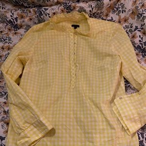 Talbots yellow and white gingham top